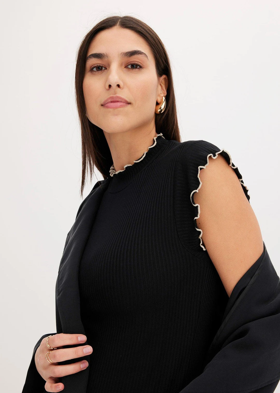 T-shirt côtelé en viscose extensible - 3