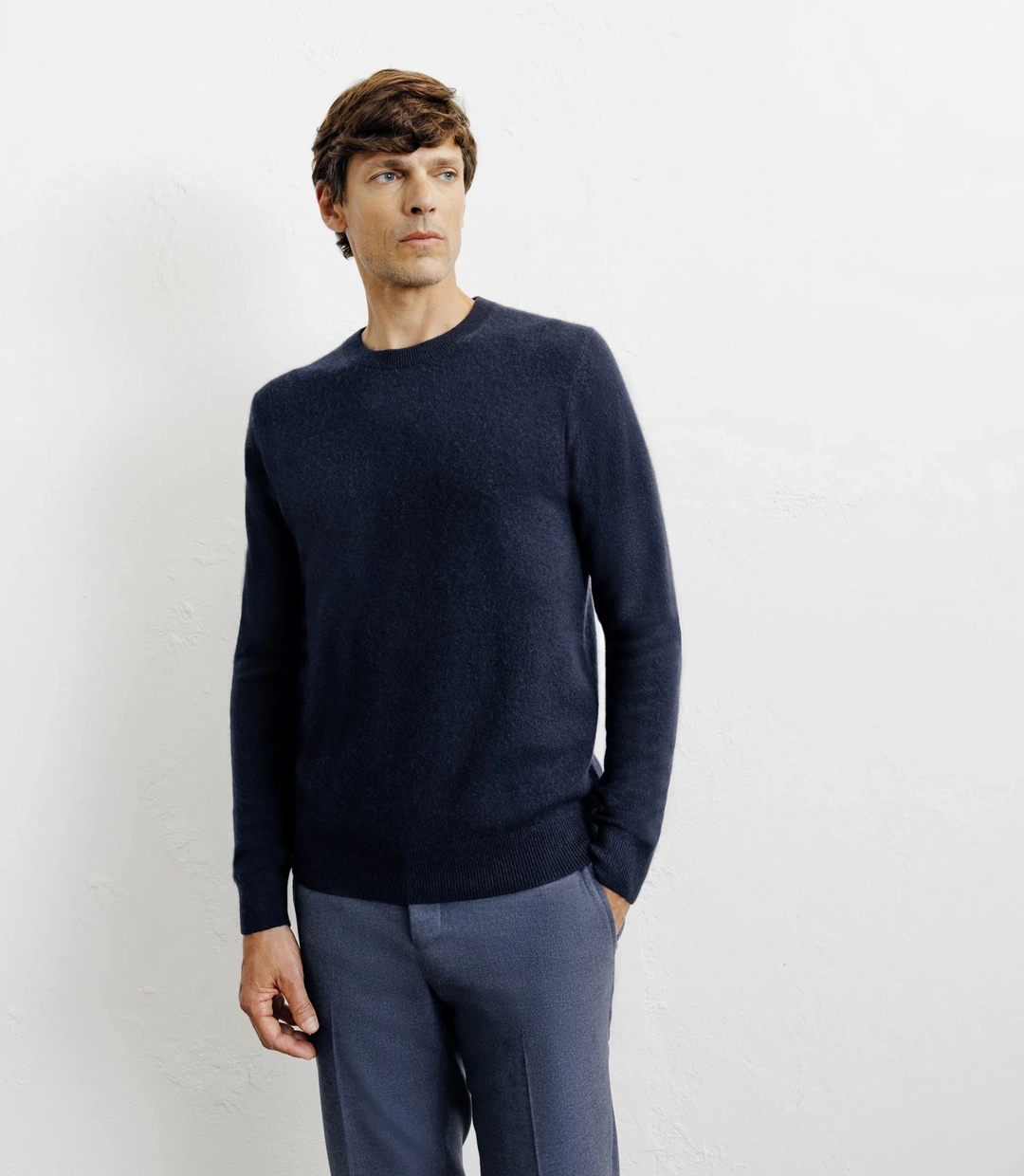 IZAC - Pull col rond 100% cachemire marine