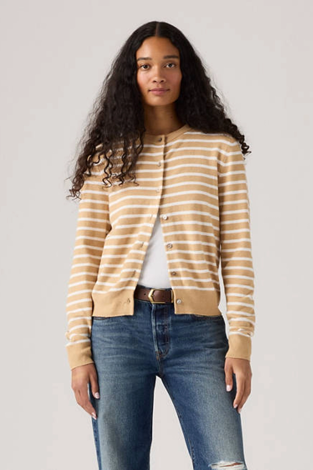 Levi's Cardigan Col Rond Supersoft - Femme - Neutral / Paris Stripe Curds Whey Triblend - XS - 2