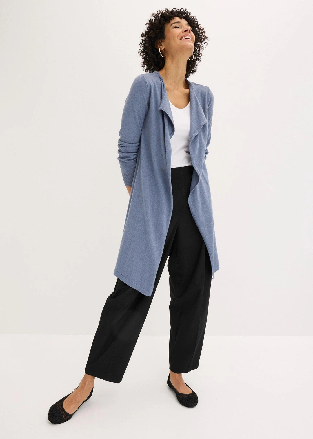 Long gilet en maille de coton mélangé - 2