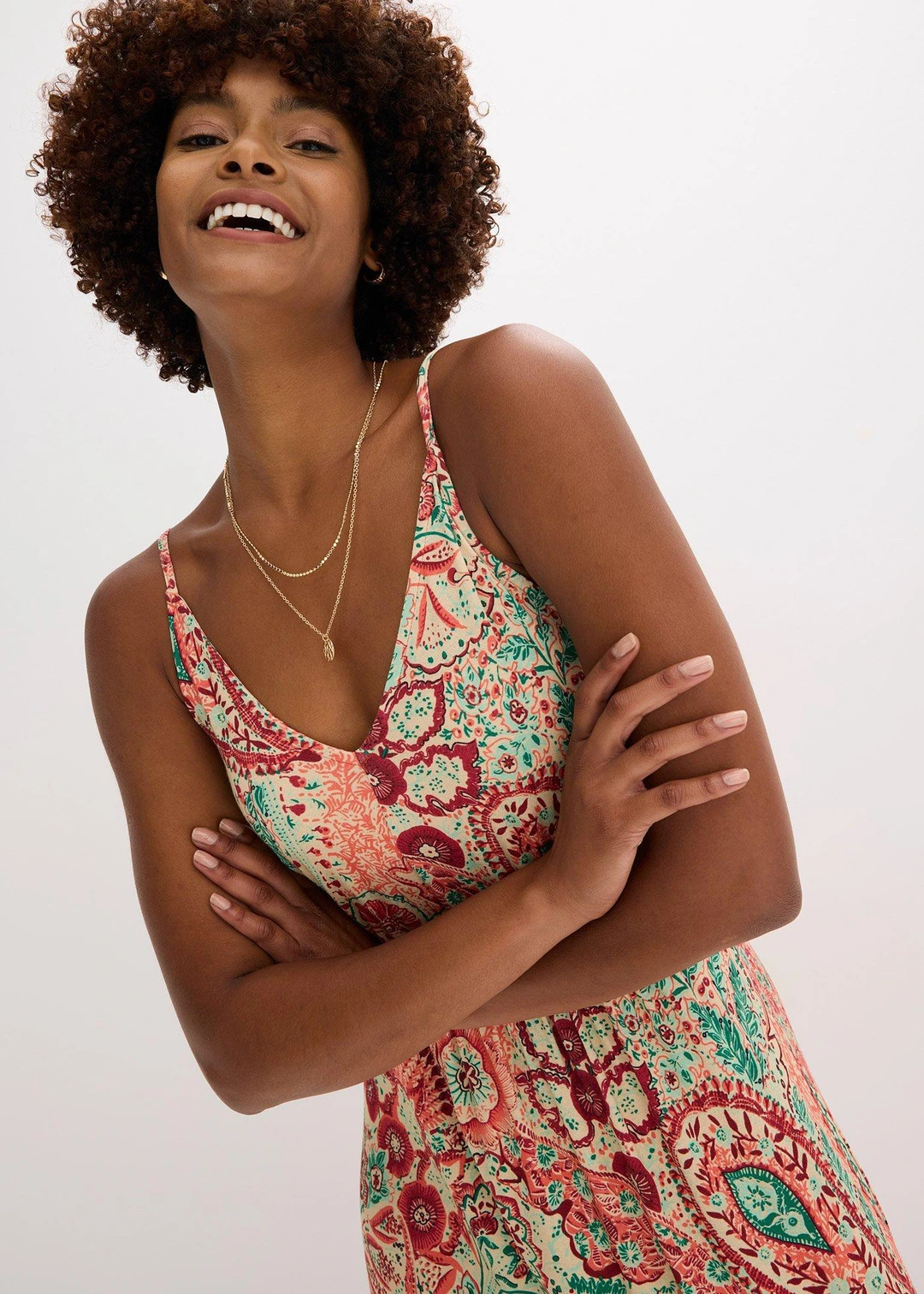 Robe à fines bretelles en jersey viscose extensible - 3
