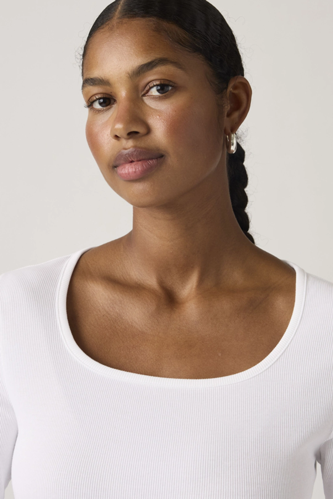 Levi's T Shirt Manche Longue Et Encolure Carrée Essential - Femme - Blanc / Bright White - XS - 2