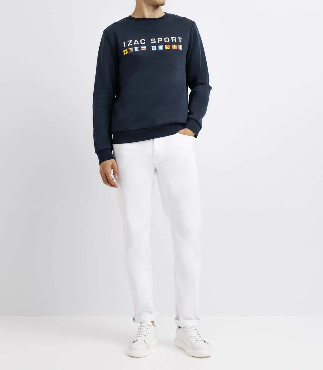 IZAC - Pull sweat avec drapeaux marine