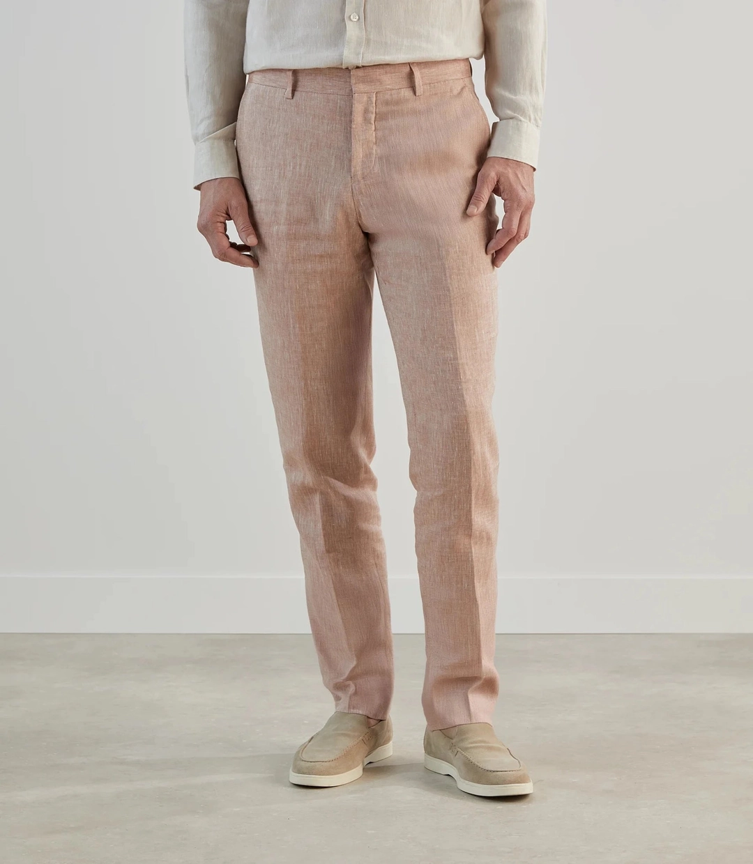 IZAC - Pantalon ville 100% lin orange
