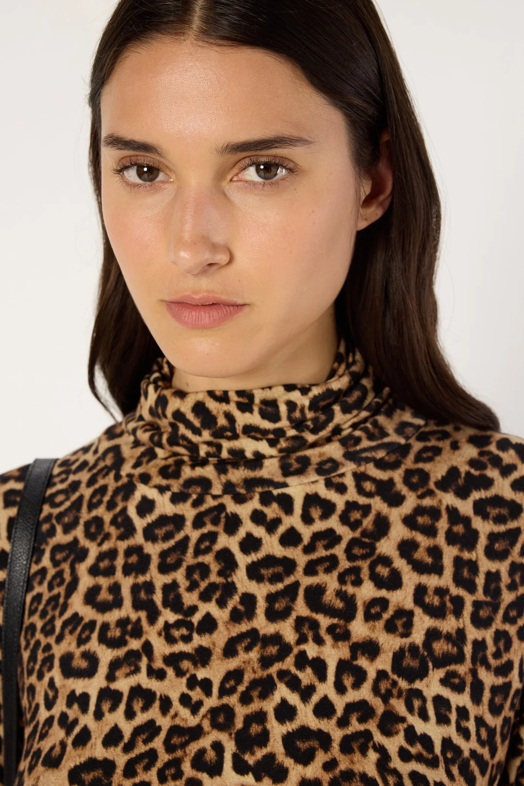 Col montant imprimé léopard - HELENE - Camel - 3