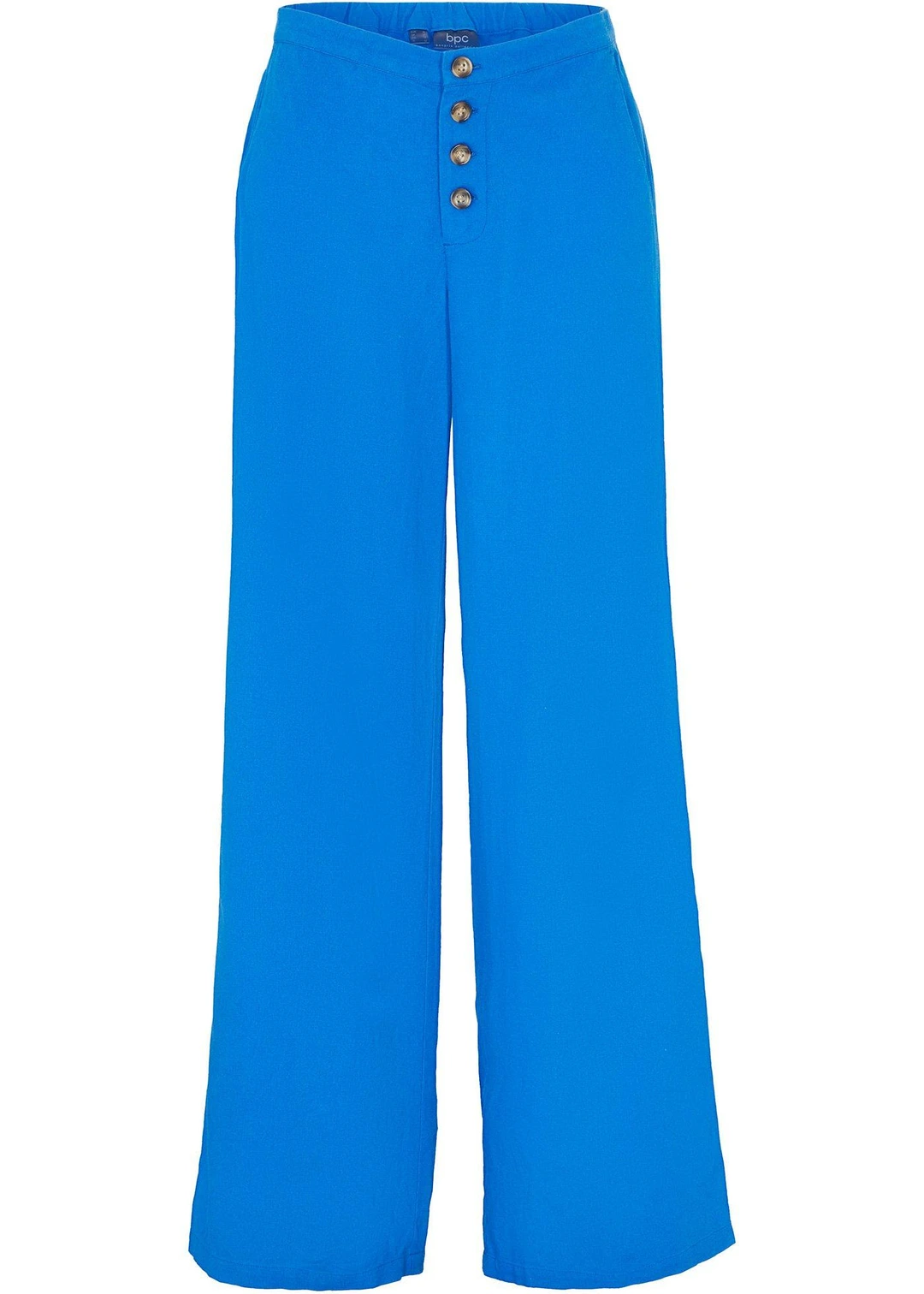 Pantalon palazzo en lin mélangé, long