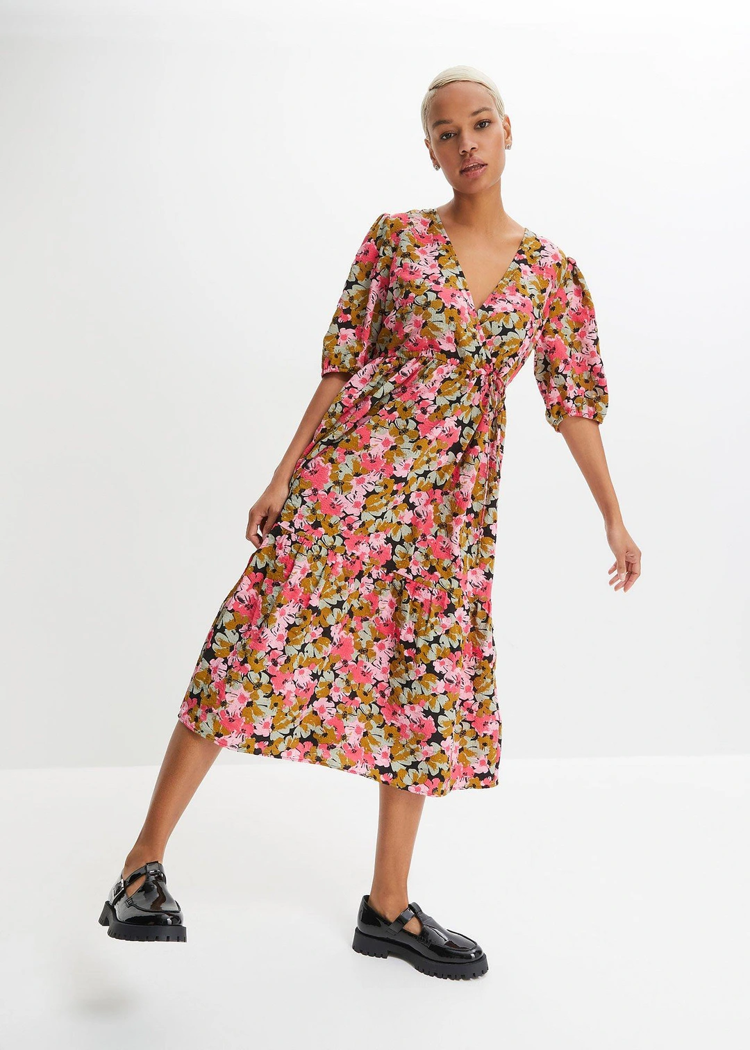 Robe midi en viscose mélangée
