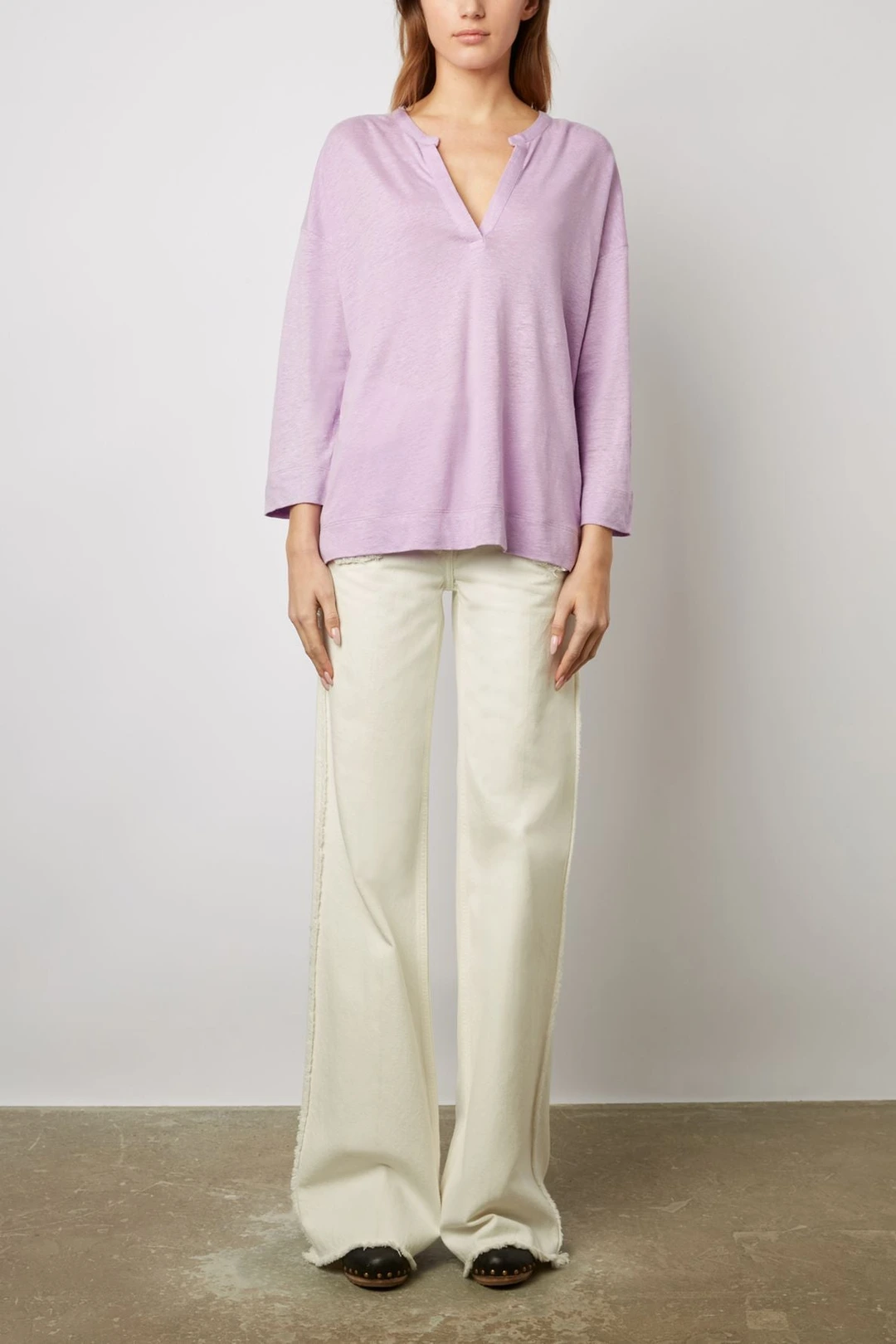 T-shirt col tunisien - MADDIE - Lilas