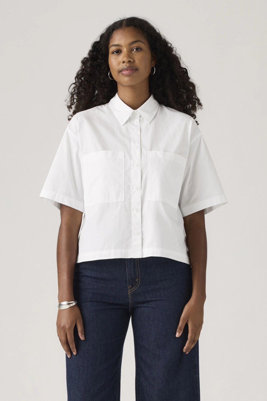 Levi's Chemise Manche Courte Crop Harlie - Femme - Blanc / Bright White - 2XS - 2