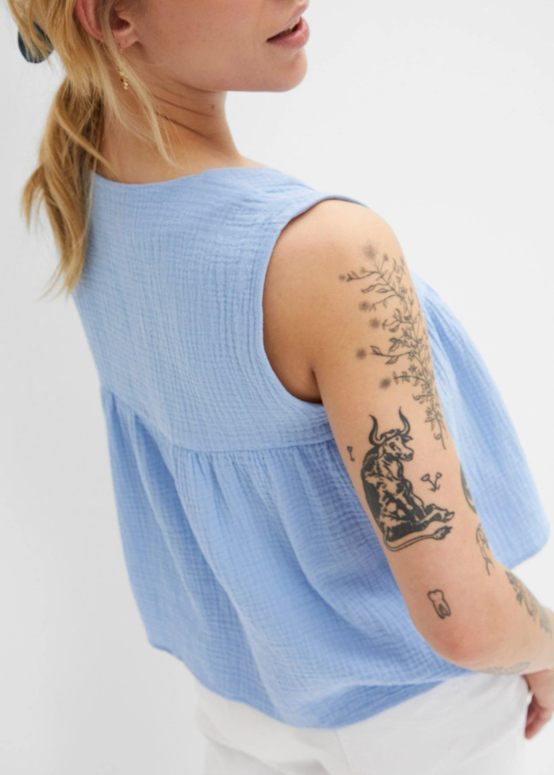 Blouse sans manches en gaze de coton - 3