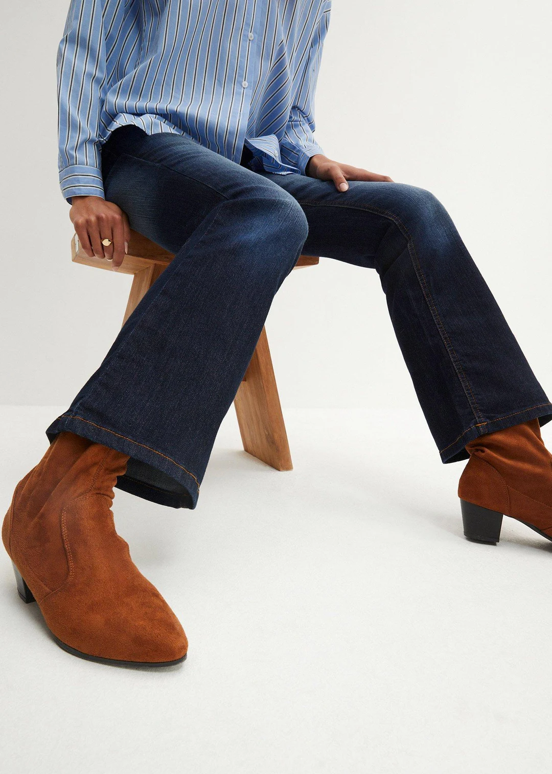 Jean bootcut taille mi-haute, extensible