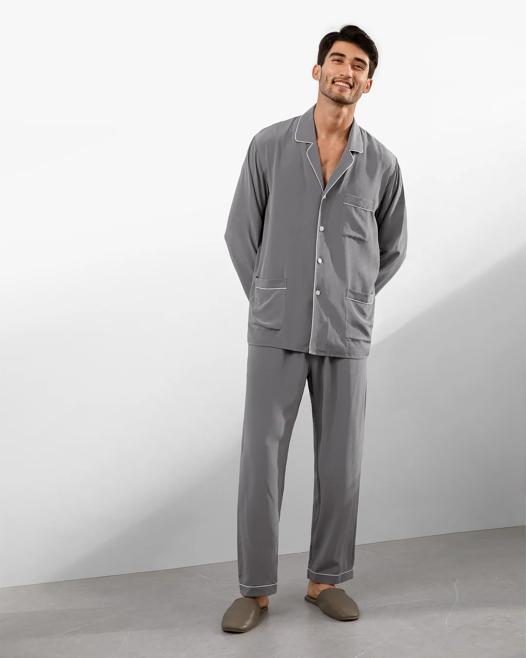 LILYSILK Pyjama Soie Femme Col Revers Noir XXL - Crêpe de Chine Doux et Respirant