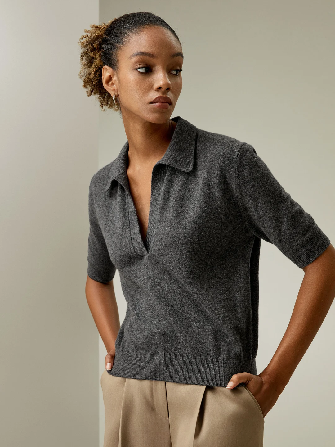 LILYSILK Pull Femme Cachemire Chameau Manches Coudières, Coupe Régulière 100% Bébé Cachemire Doux Pour La Peau Et Respirant XL