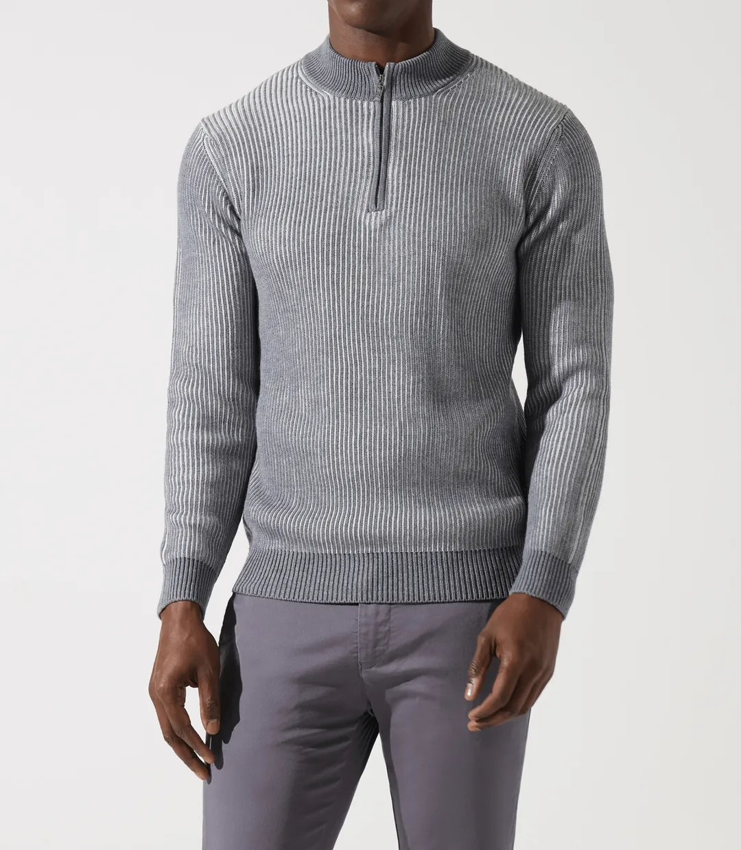 IZAC - Pull col zippé camionneur gris