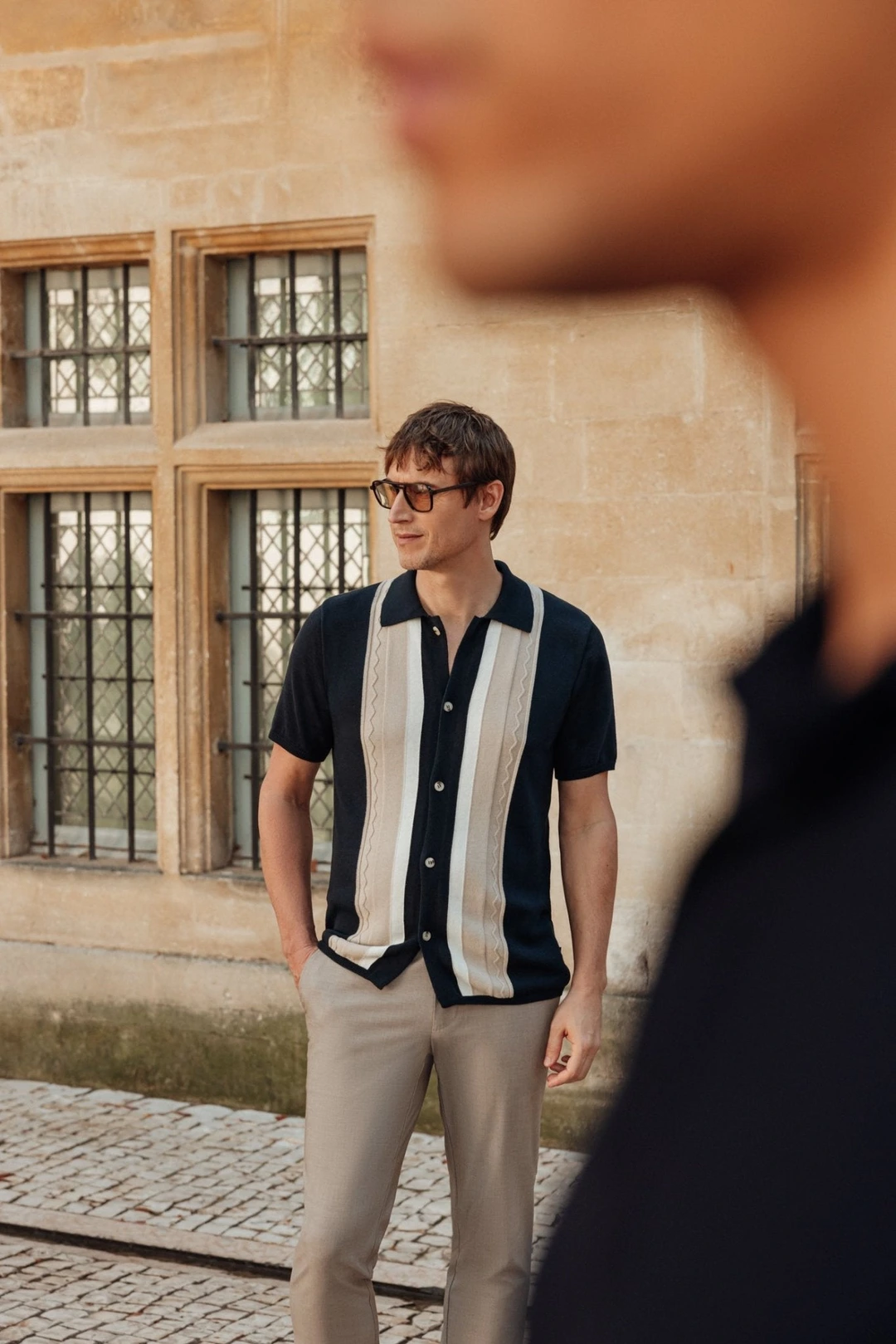 IZAC - Polo chemise boutonné marine