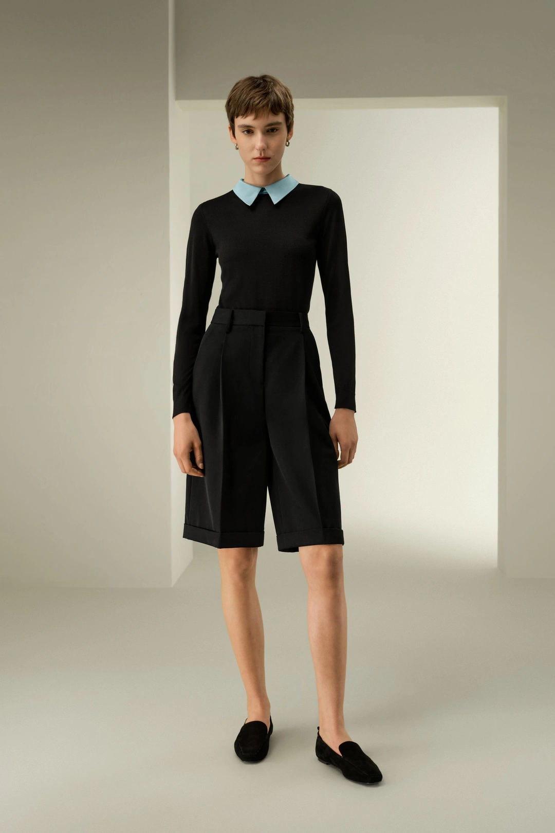 LILYSILK Short En Laine Convient Pour Un Look Décontracté Au Quotidien Laine Mérinos Et 100 % Soie Simple Et Classique Site Officiel Noir 48