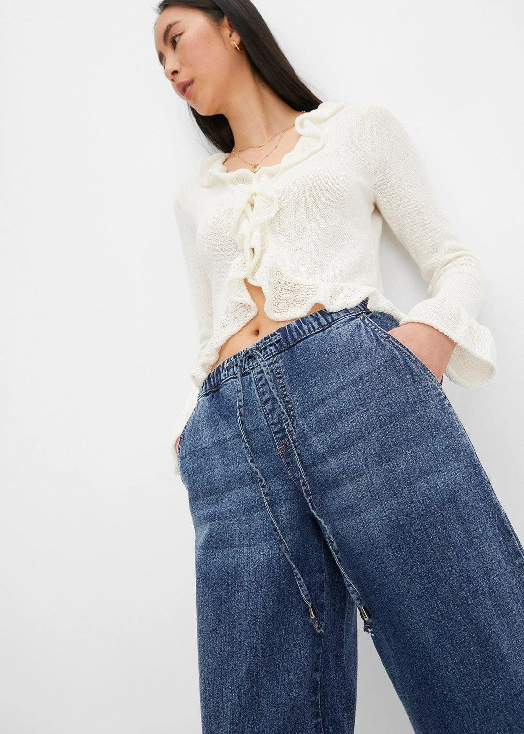 Jean barrel taille mi-haute élastiquée - 3