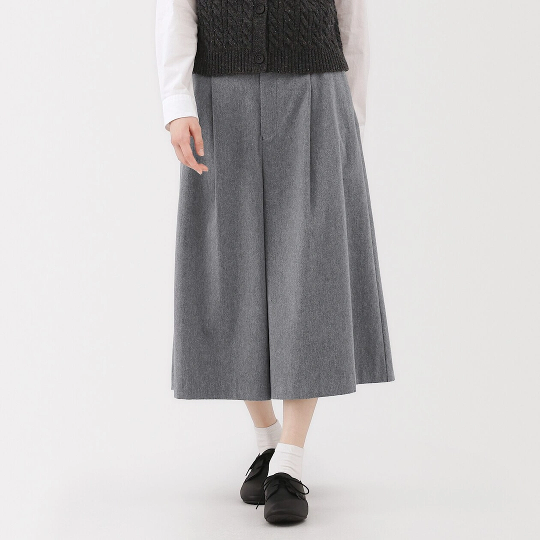 Jupe‐culotte plissée en stretch brossé pour femme