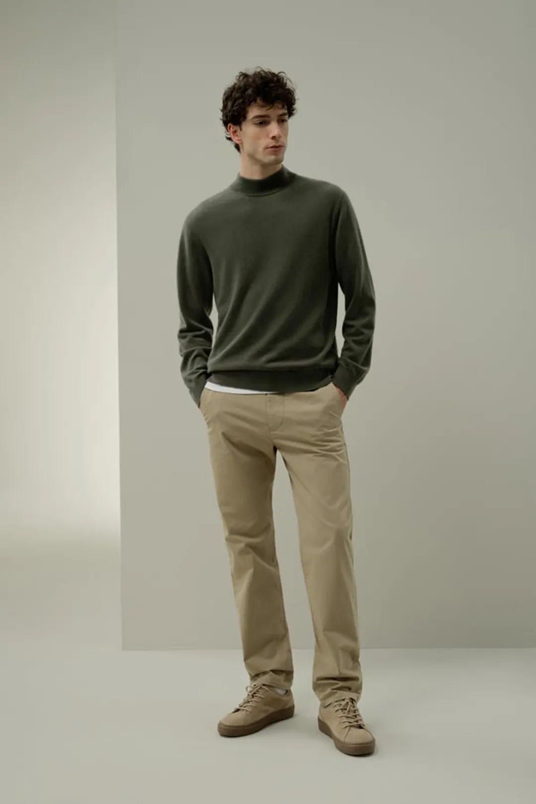 LILYSILK Pull Col Montant En Cachemire Pour Bébé Hommes Poignets Et Ourlet Côtelés Prolongés Noir Xl
