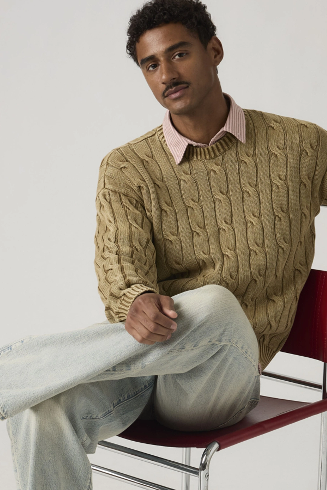 Levi's Pull Col Rond Torsadé Carmel - Homme - Marron / Pine Bark - XL - 2