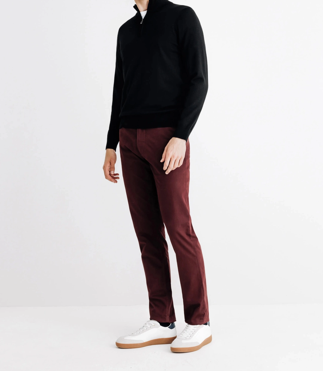 IZAC - Pull en laine mérinos avec demi zip noir