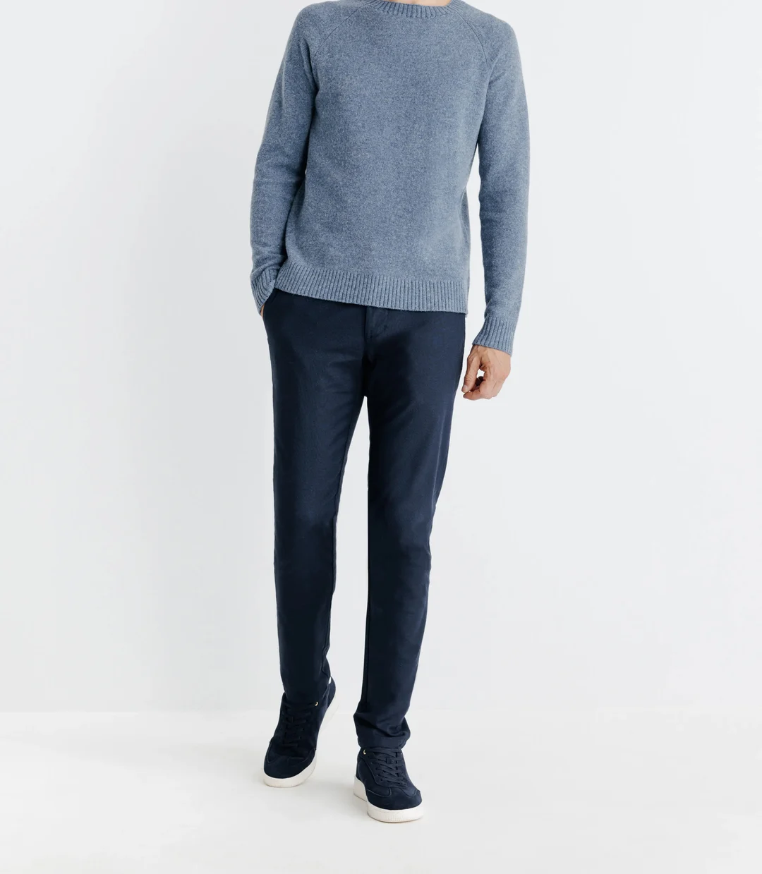 IZAC - Pull lambswool col rond bleu indigo