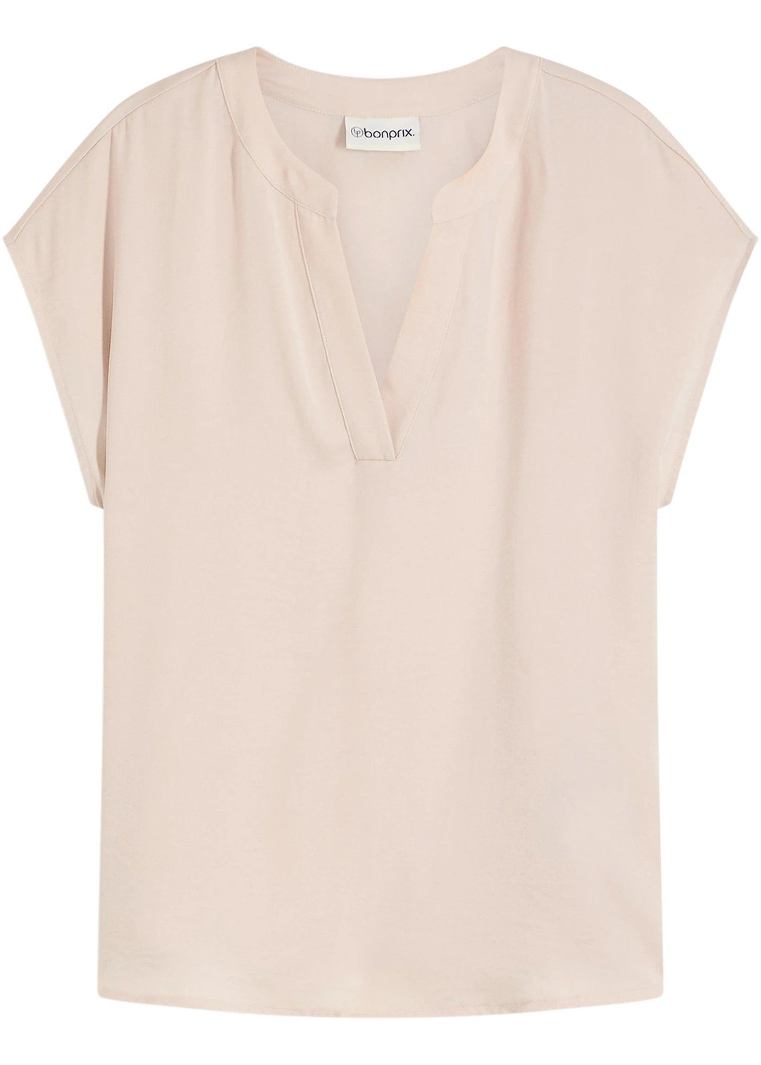 Blouse manches courtes ample en satin avec épaules descendues