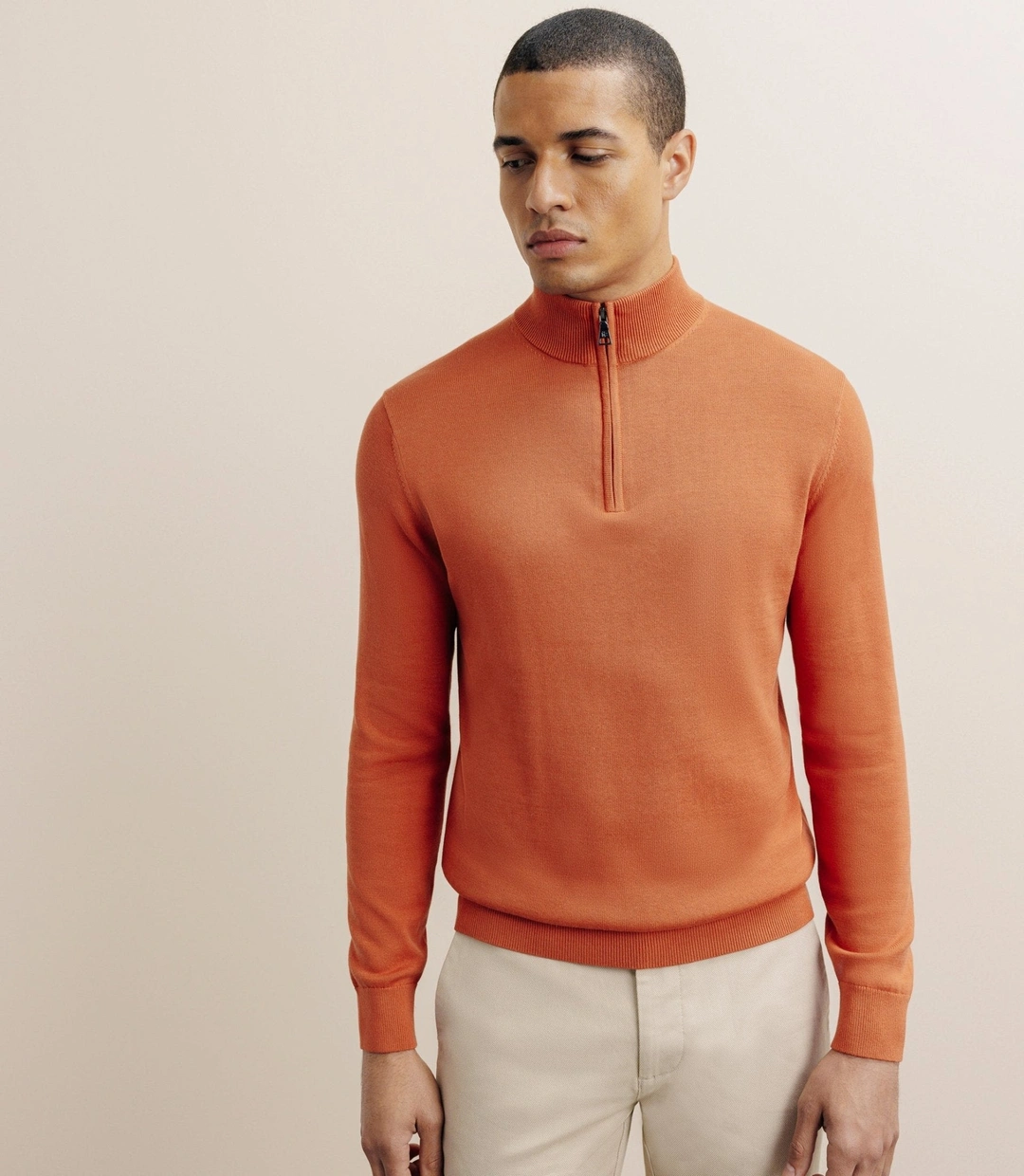 IZAC - Pull col montant camionneur orange foncé