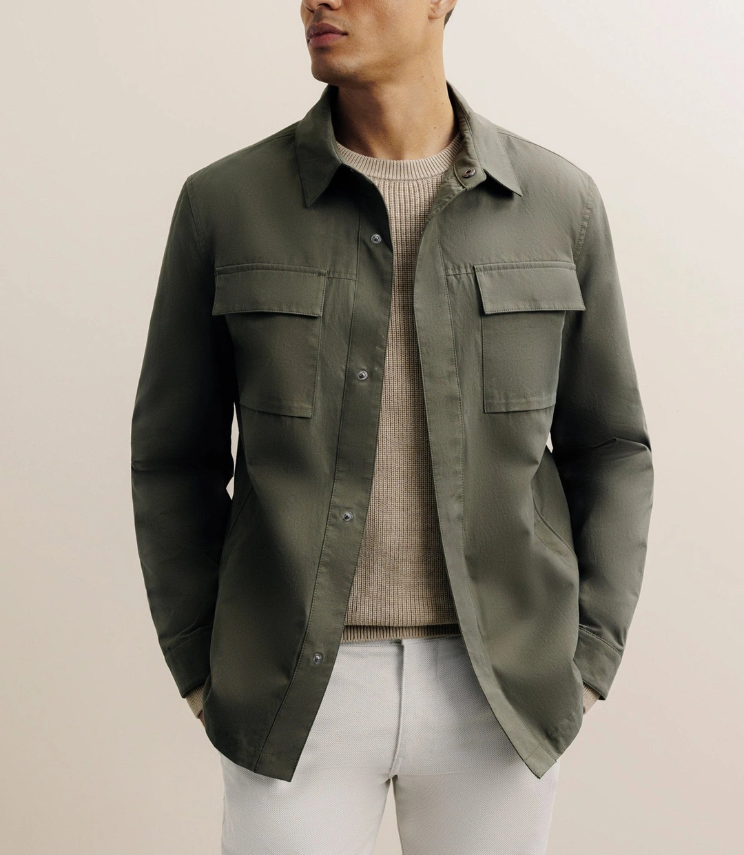 IZAC - Veste casual 100% coton kaki