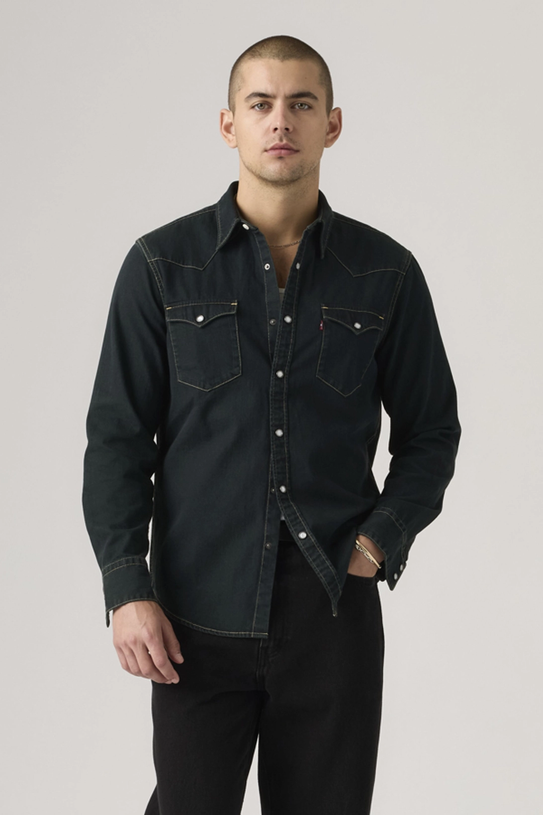 Levi's Chemise Barstow Western - Homme - Bleu / Red Cast Rinse Marbled - 2XL - 2