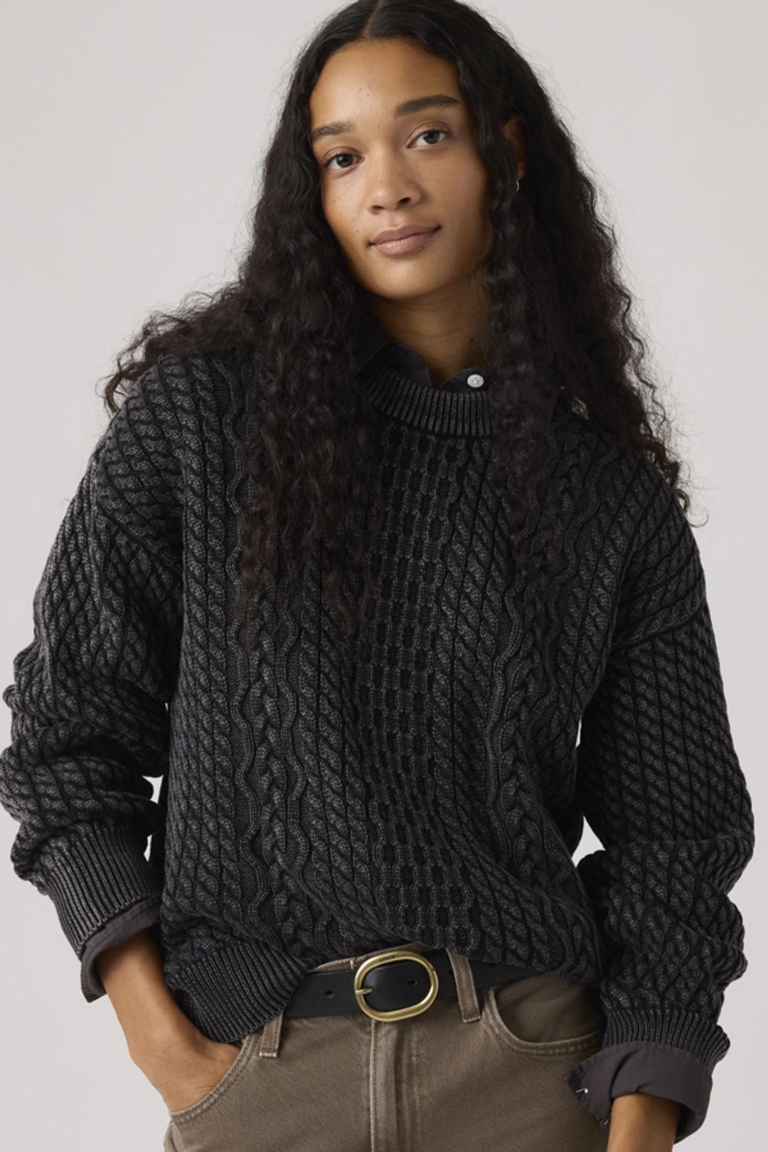 Levi's Pull Col Rond Et Torsades Leilah - Femme - Noir / Anthracite Night - XS