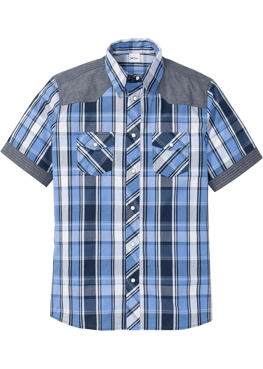 Chemise manches courtes avec empiècements denim