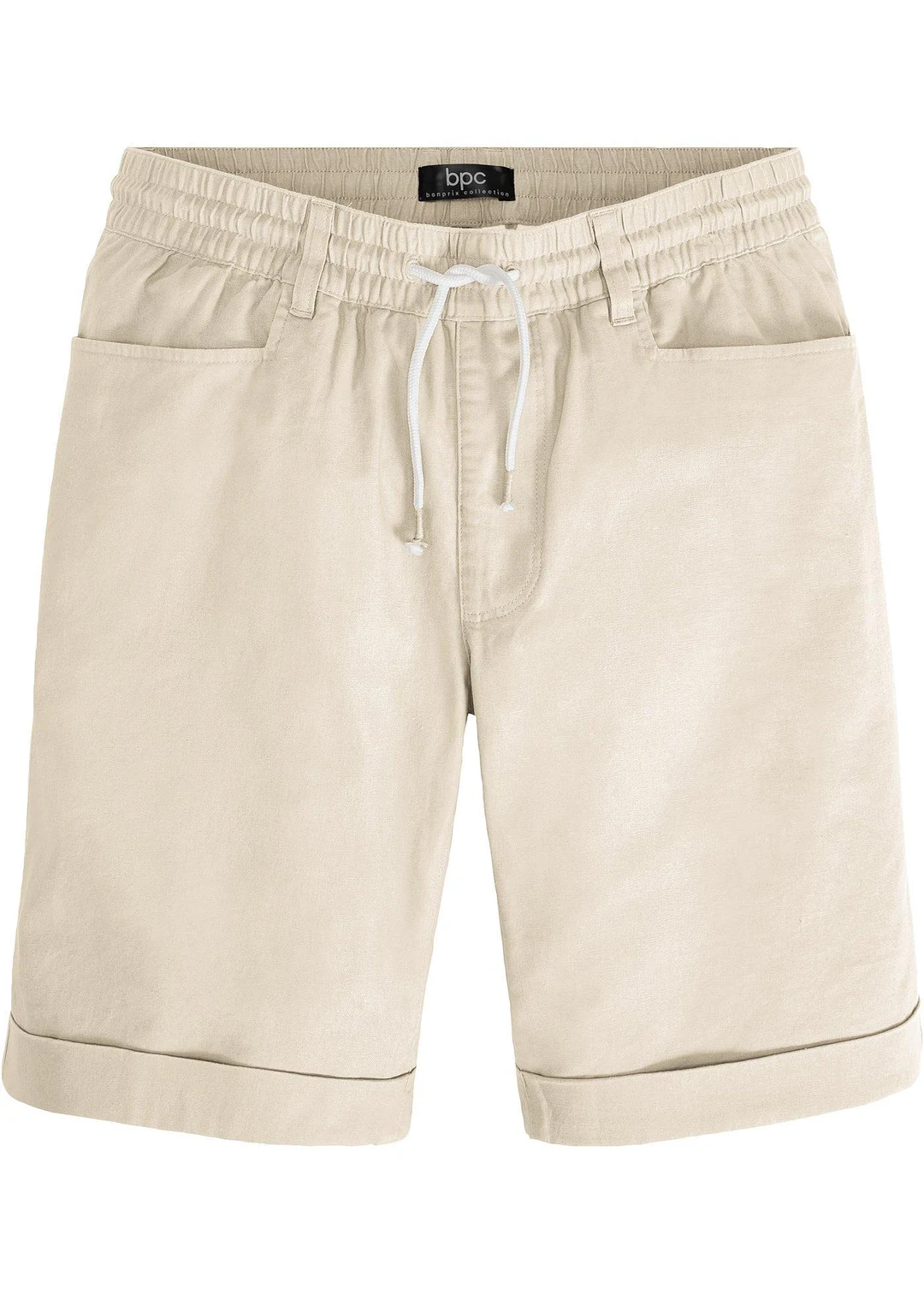 Bermuda à taille élastiquée en lin mélangé, regular