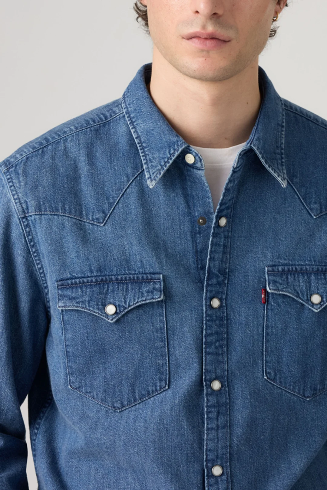 Levi's Chemise Barstow Western - Homme - Bleu / Red Cast Rinse Marbled - 2XL - 2