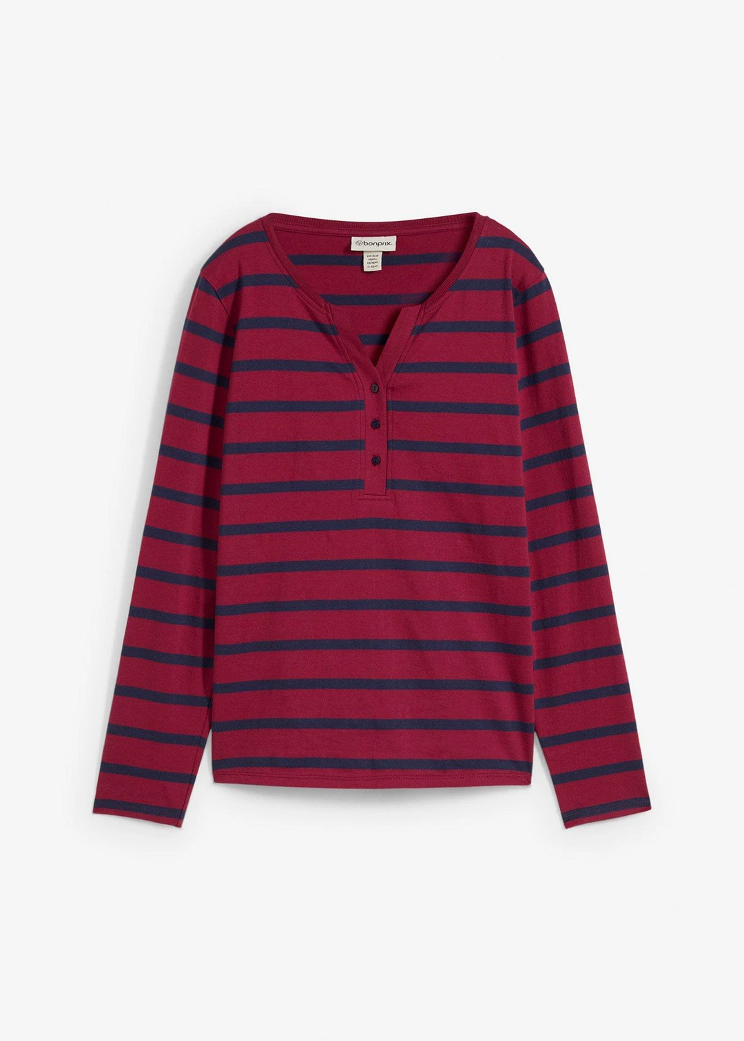 T-shirt col Henley, 100% coton