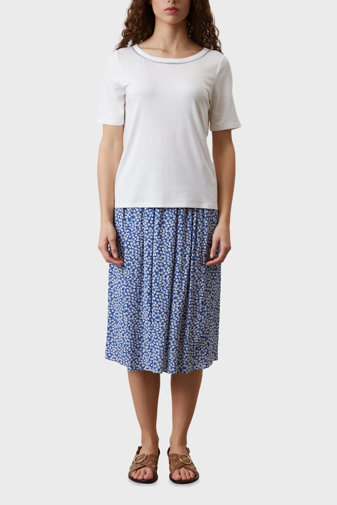 T-shirt uni à col rond fantaisie - ABEL - Ecru - 5