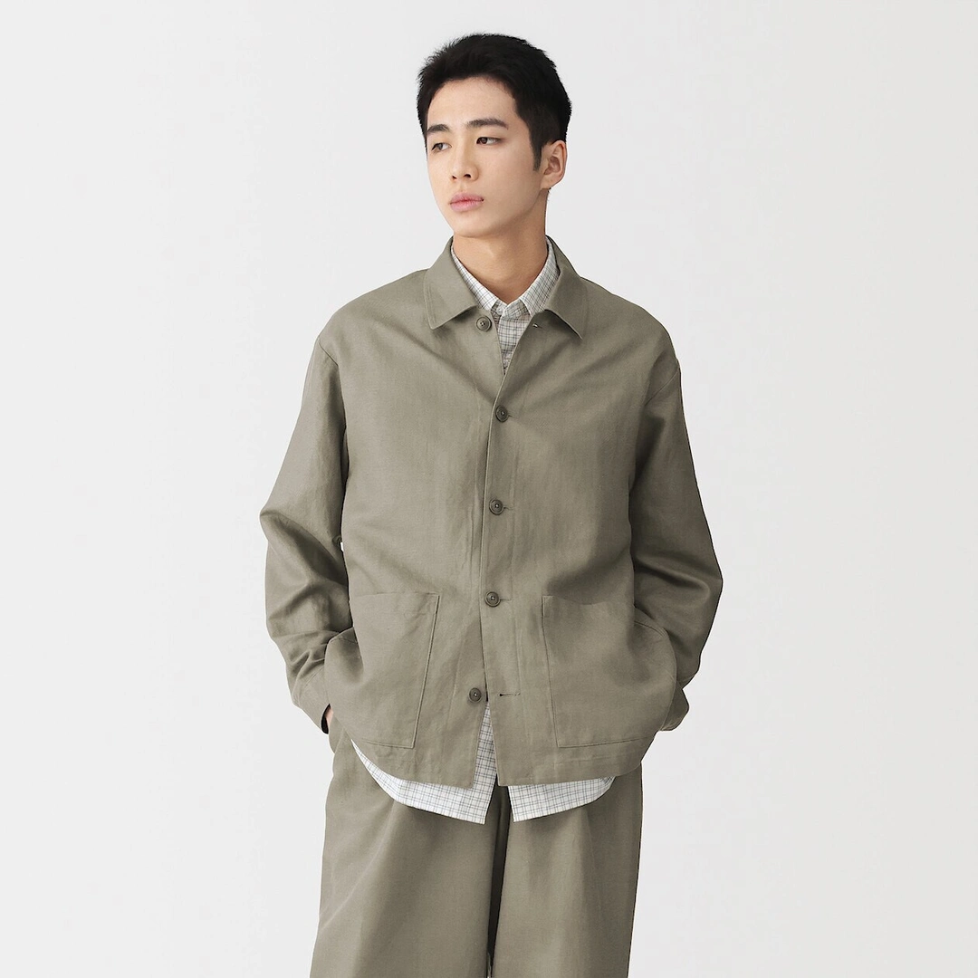 Veste de travail en sergé de mélange de chanvre pour homme