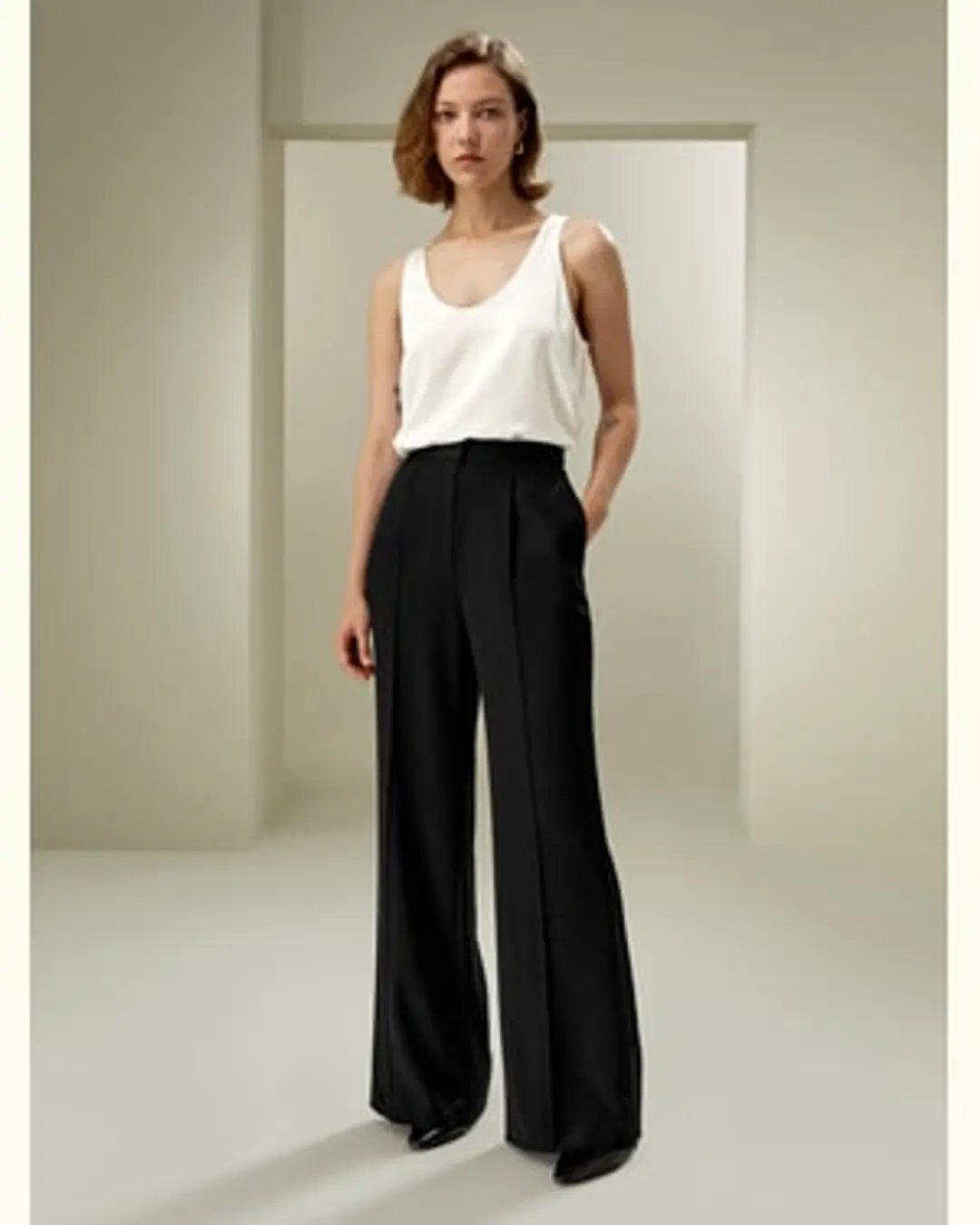 LILYSILK Pantalon Soie Pantalon De Costume Ceinture Élastique 100% Soie De Mûrier Style Moderne Une Élégance Intemporelle Noir 44