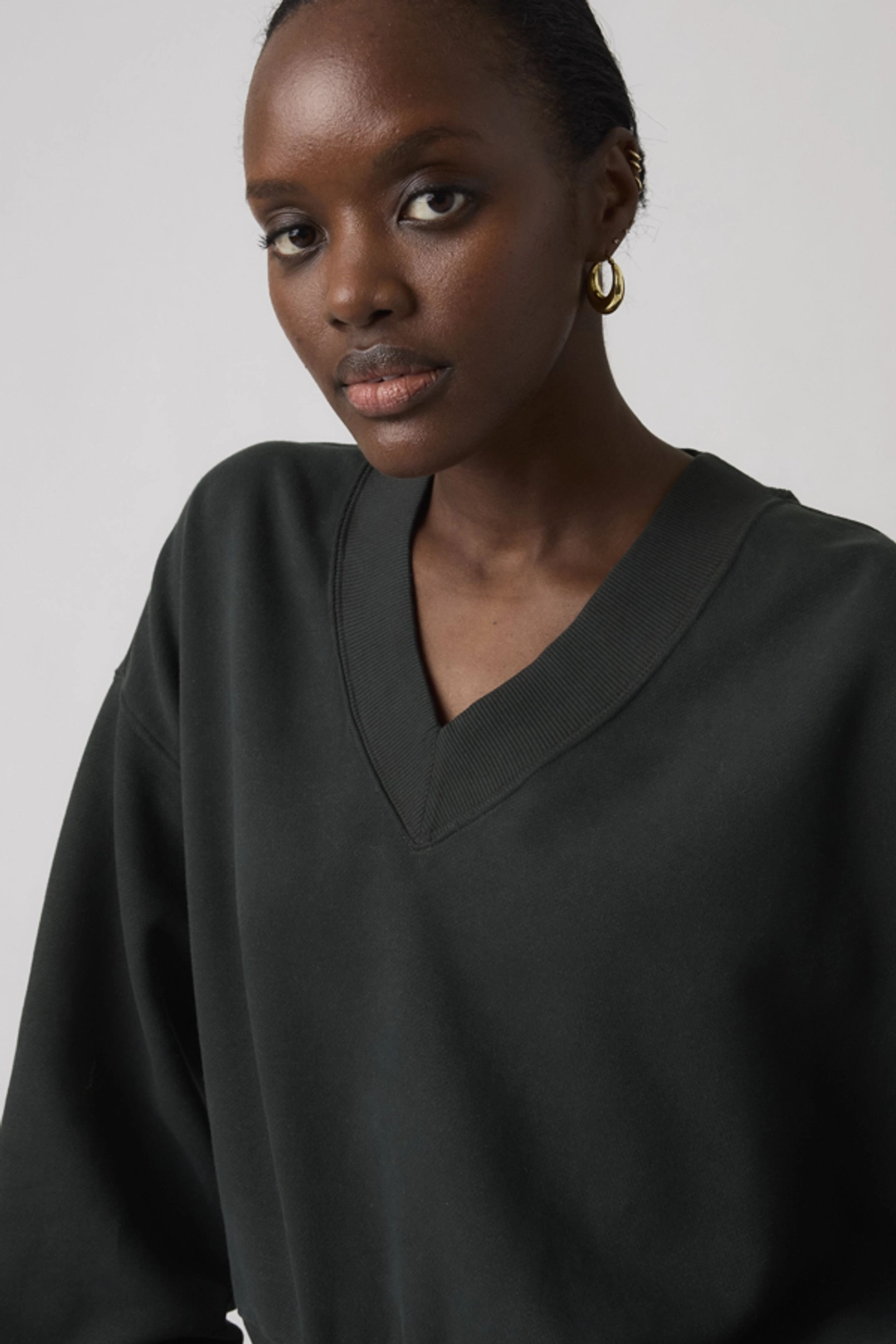 Levi's Sweat Shirt Col V Vintage - Femme - Noir / Pirate Black Garment Dye - M - 2