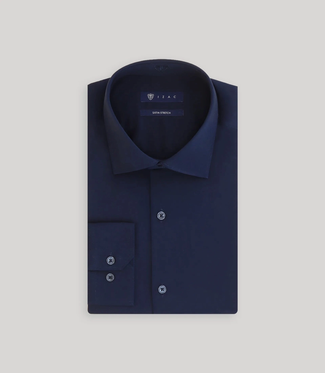 IZAC - Chemise ajustée en satin de coton marine