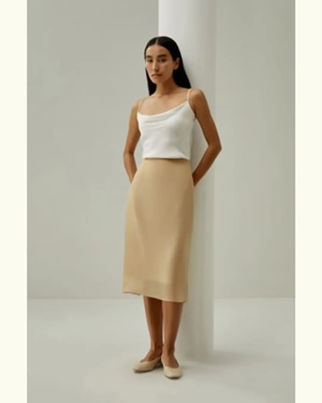 LILYSILK Jupe En Soie Évasée Sur Mesure Facile À Assortir Pour Diverses Occasions Soie De Mûrier De Haute Qualité Lait D'Avoine 42
