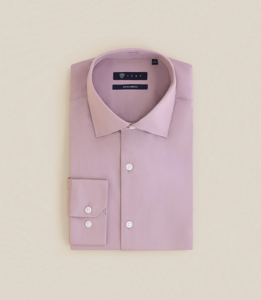 IZAC - Chemise ville en satin de coton rose