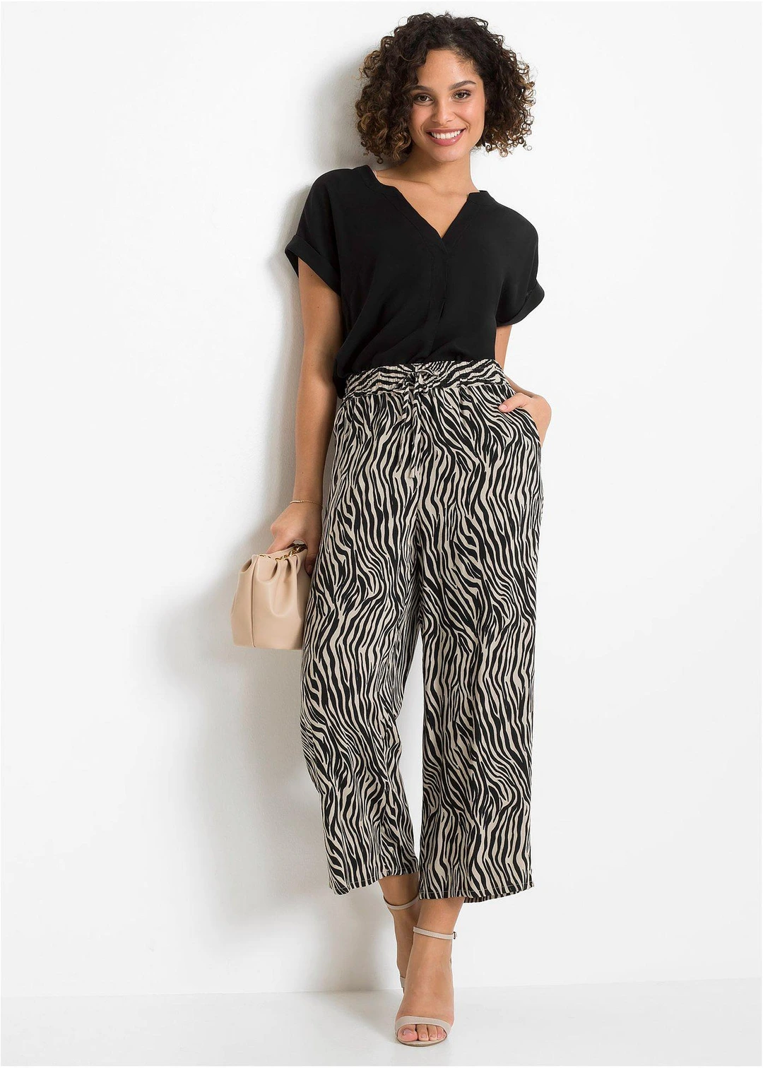 Jupe-culotte imprimée en viscose fluide