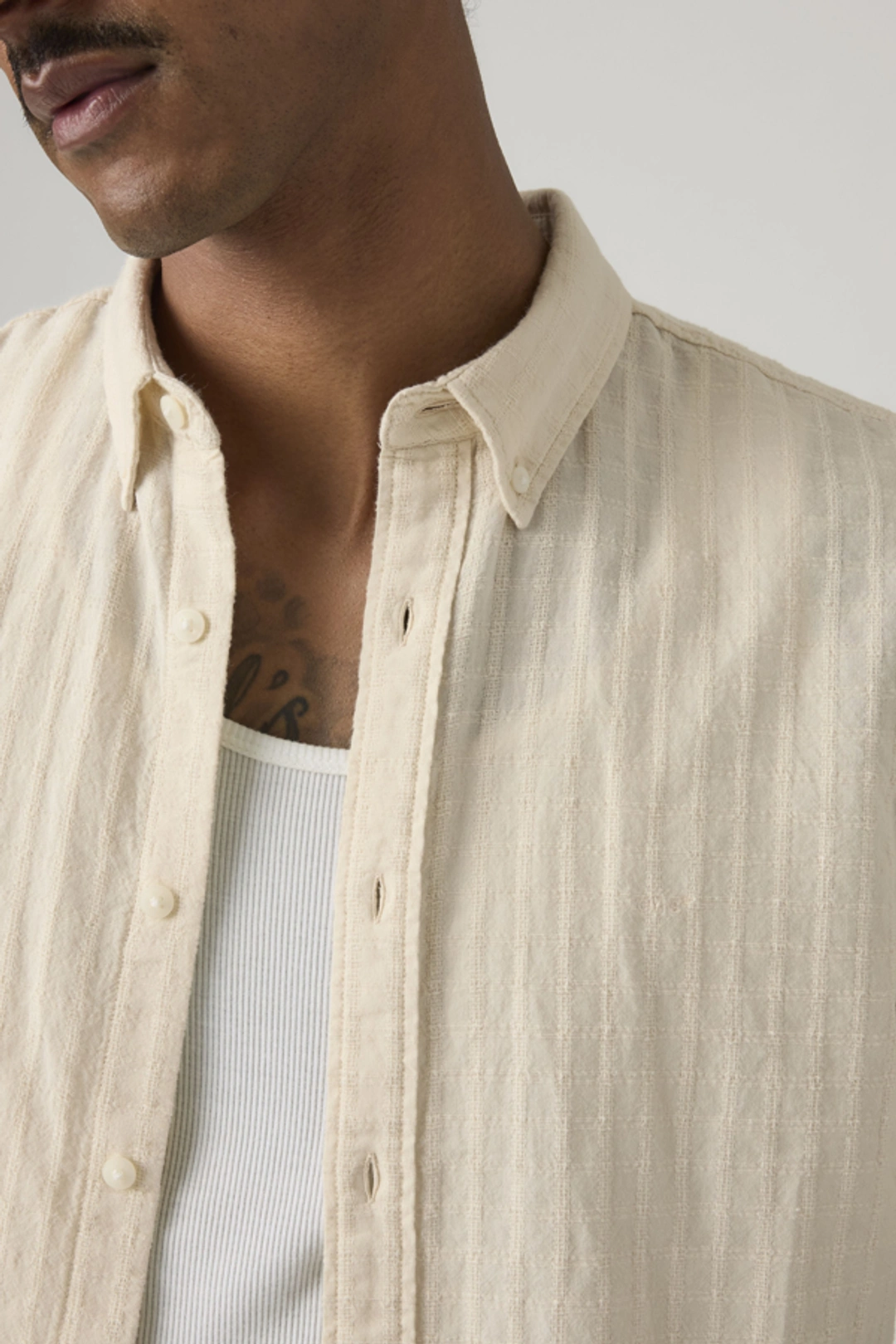Levi's Chemise Manche Courte Col Boutonné Authentic - Homme - Rose / Woodrose Garment Dye - 2XL - 2
