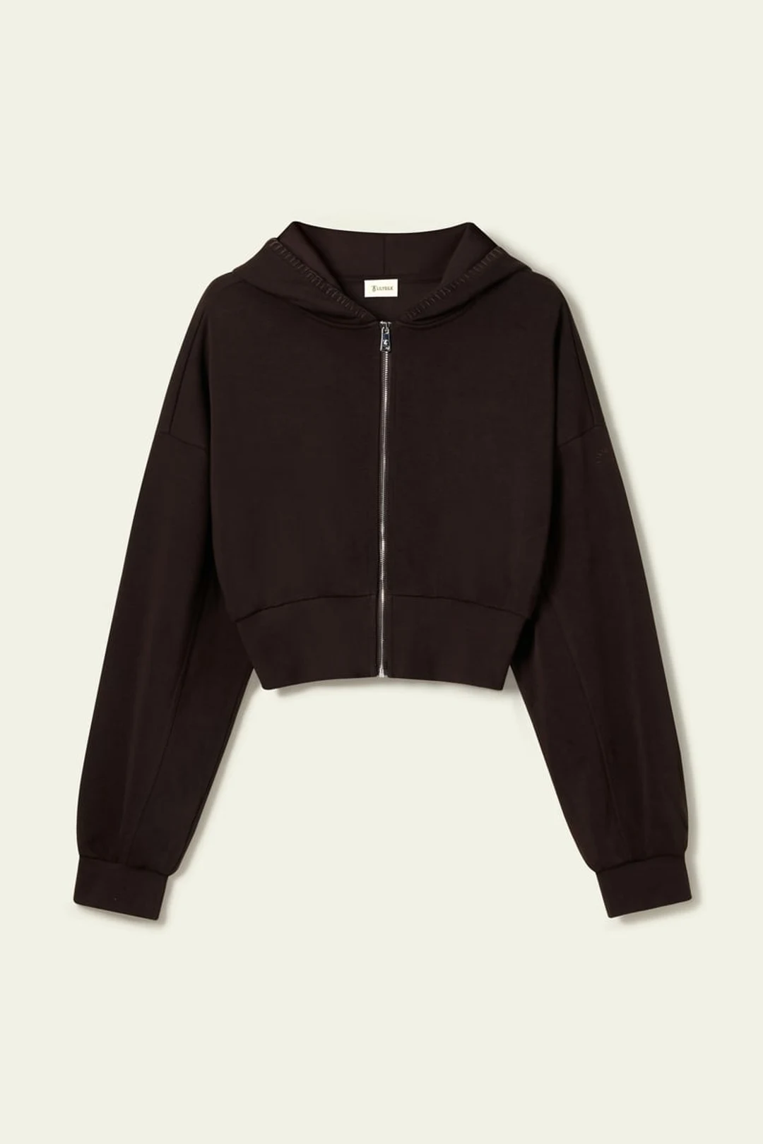 LILYSILK Sweat à Capuche Seamflow Drift Gris Chiné S - Doux, Respirant et Confortable en Soie Mélangée, Coupe Courte