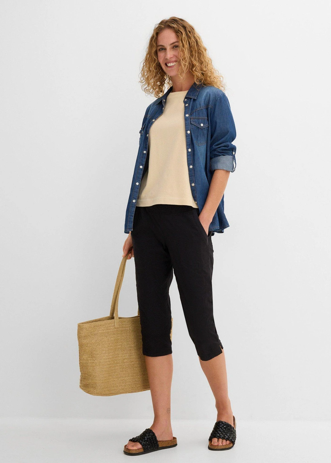 Pantalon corsaire avec lien à nouer - 2