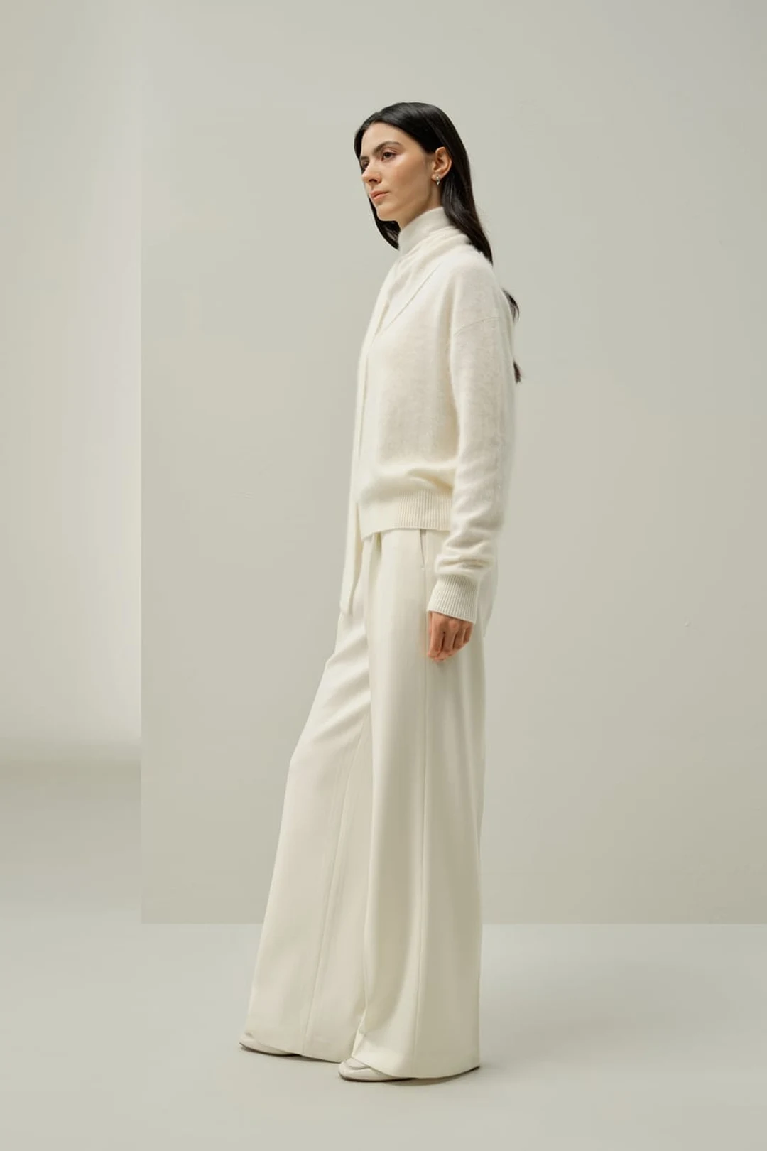 LILYSILK Femme Pull Hiver 100% Cachemire Doux Col Écharpe Drapé Blanc XL