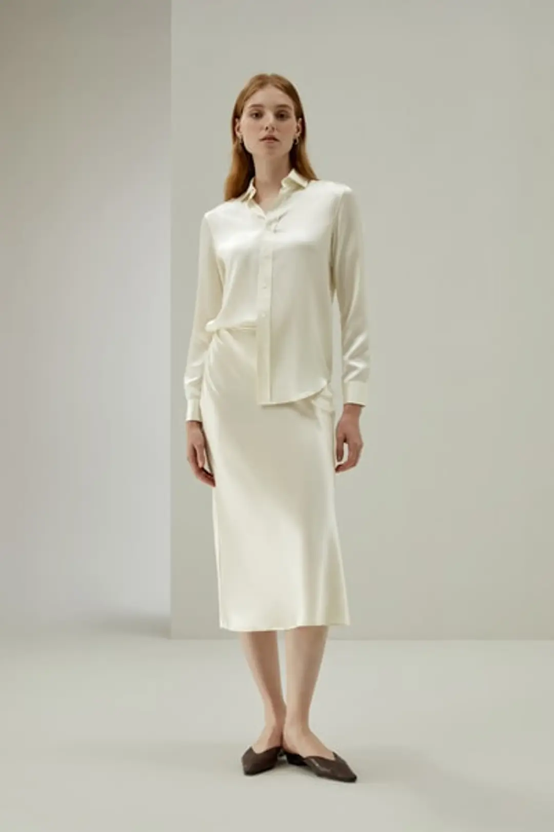 LILYSILK Jupe Soie Blanche Femme Fermeture Éclair Latérale Dissimulée 100% Soie De Mûrier Léger Et Respirant Jupes Blanc