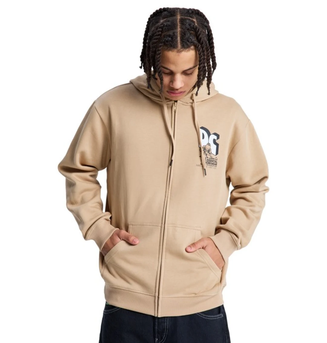 Anodized - Sweat à capuche zippé Beige Homme