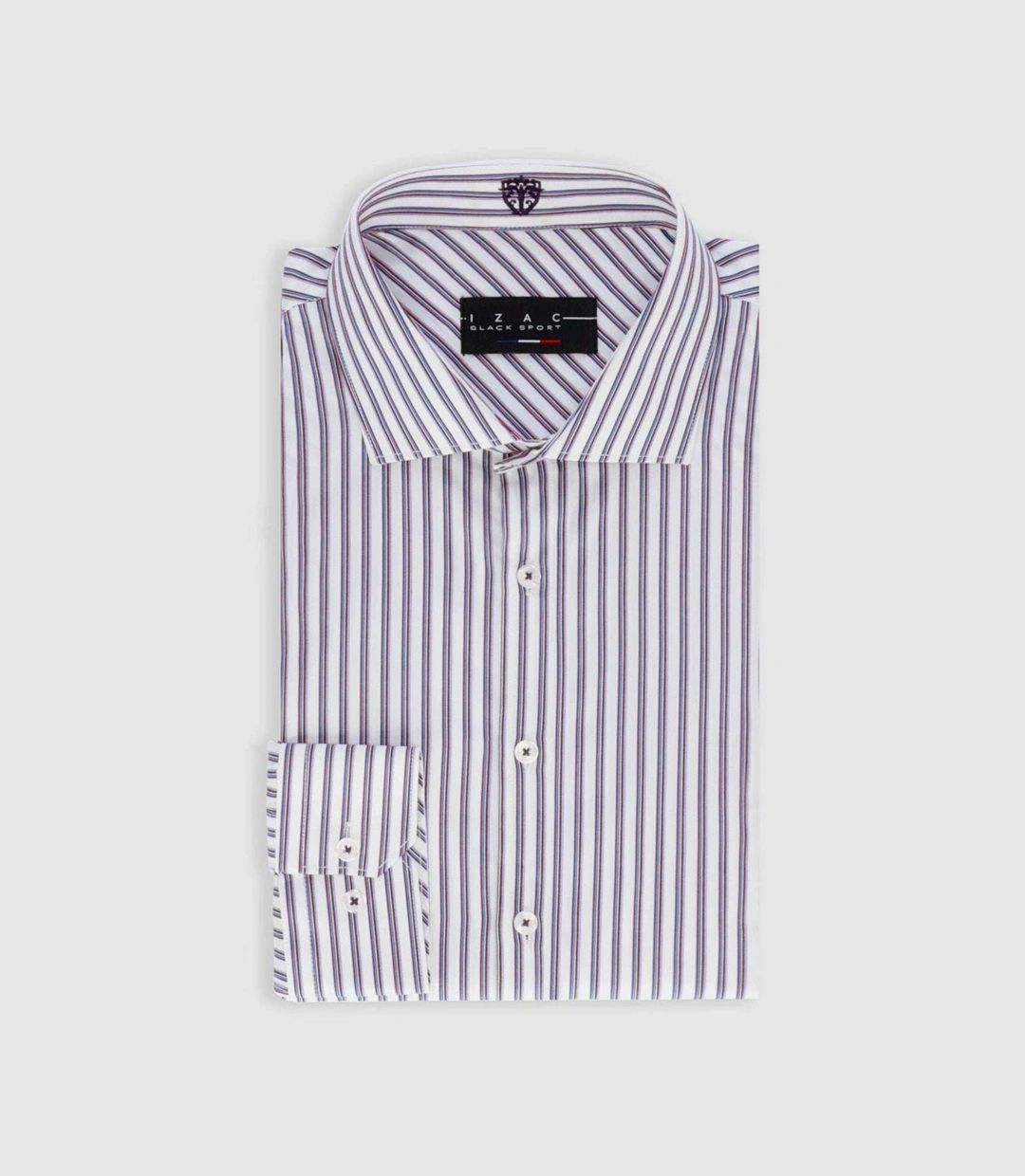 IZAC - Chemise tissée à rayures bordeaux PELOUSE